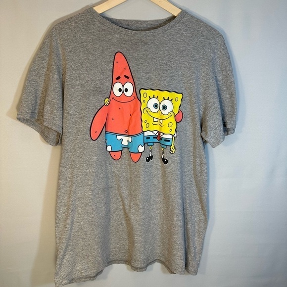 Nickelodeon SpongeBob Square Pants Mens Gray Short Sleeve T Shirt Size L - Picture 1 of 7